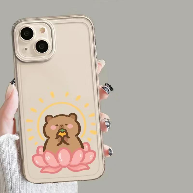 Cute Capybara Phone Case For IPhone 16 15 14 13 12 11 Pro Max X XS XR 7 8 Plus SE Fundas Funny Animals Transparent Soft Cover