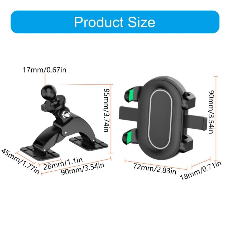 Universal Vehicle Phone Holder With 17mm Ball Head Base Heat Resistant ABS Construction For Secure Positioning