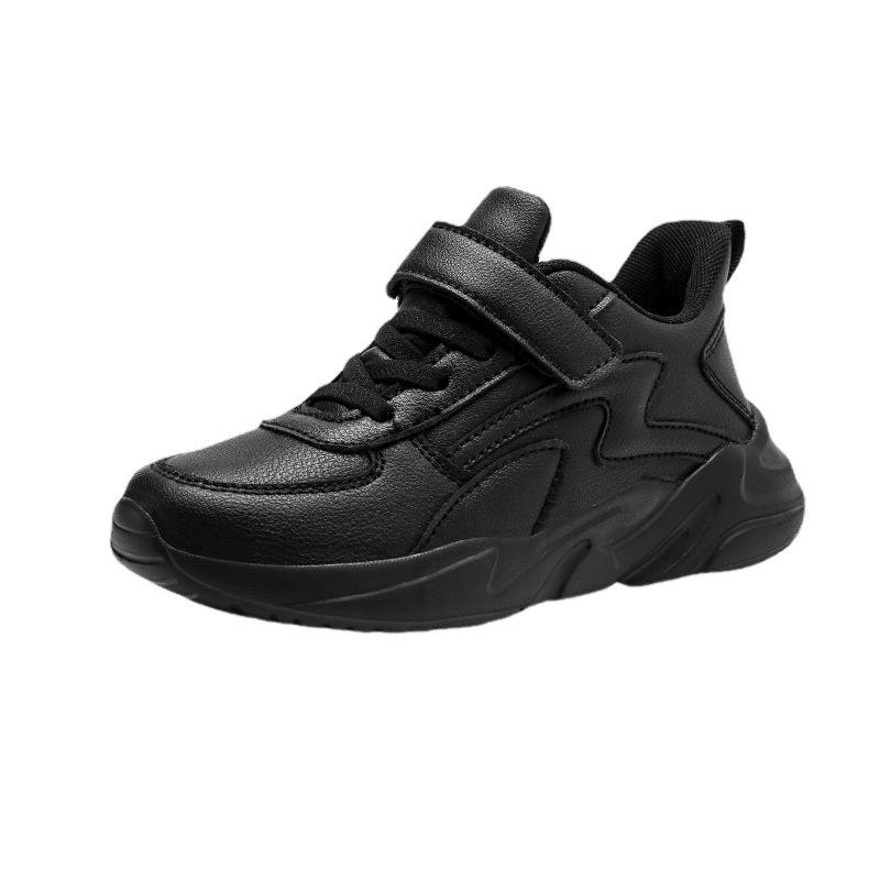 1905 middle and older children's popular boys soft-soled shoes boys' shoes 2025 foreign trade models pure black children's waterproof leather surface