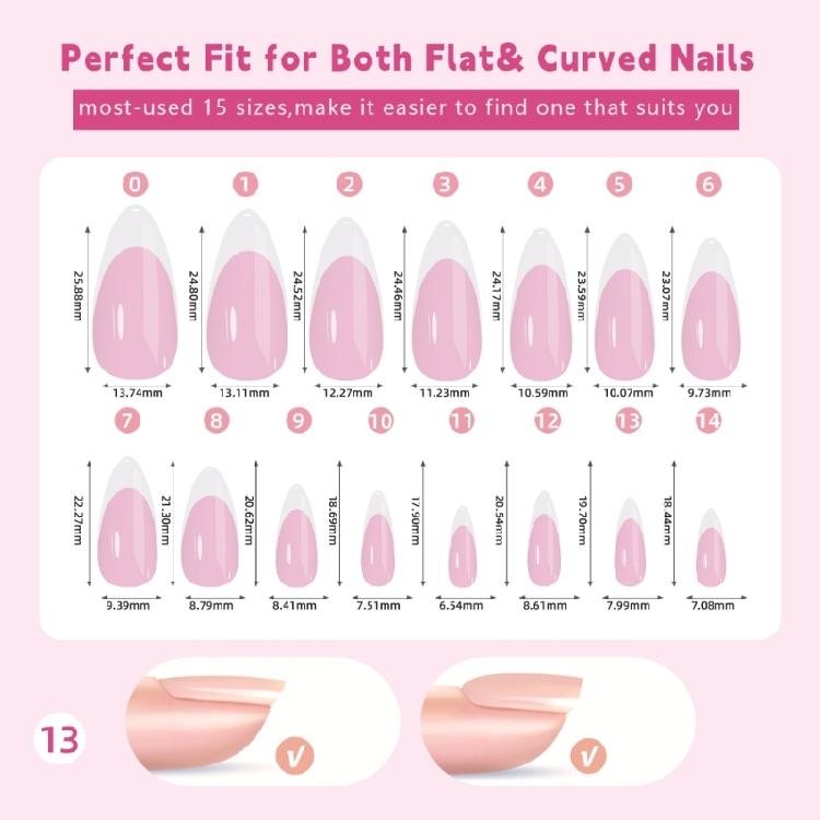 150 Pieces French Manicure Press On Nail with Pre Coated Base Easy To Apply False Nail T for Creating Stylish Nail Art