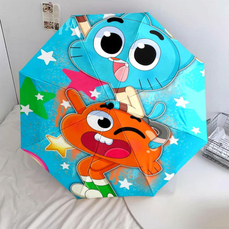 Darwin Gumball pattern, automatic folding umbrella, portable and foldable design, 8 ribs, a Christmas or birthday gift.