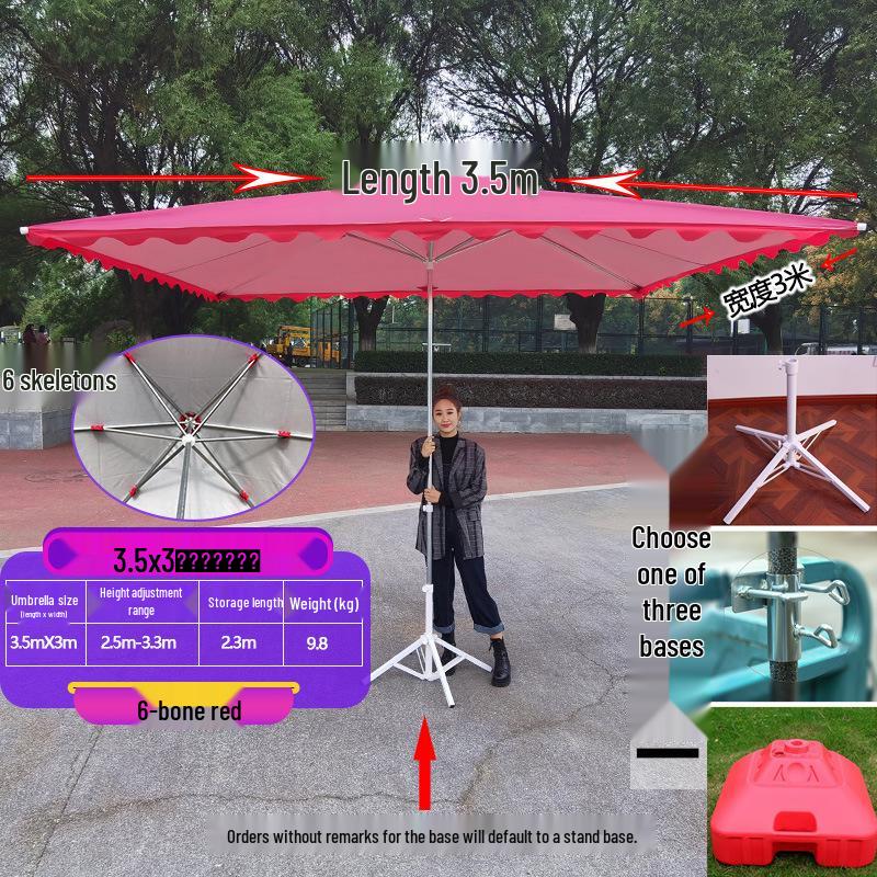 Large Outdoor Rectangular Sunshade Umbrella - Commercial Folding Awning for Courtyard