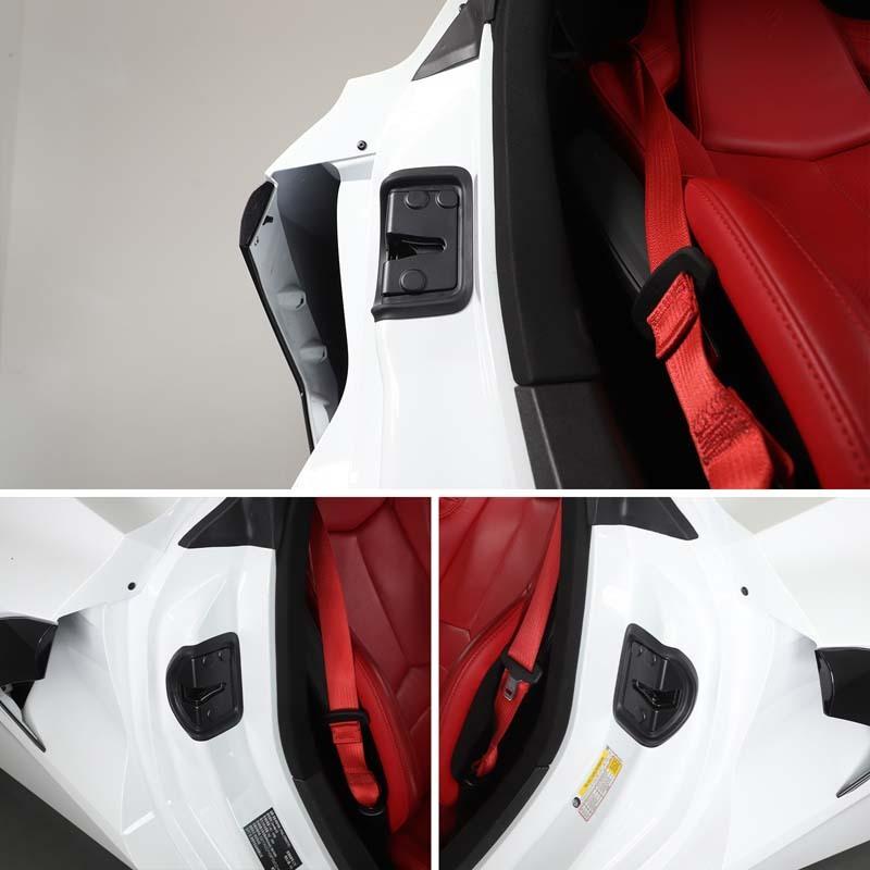 2Pcs Car Door Mute Damping Cushion ABS Door Lock Buckle Door Anti-collision Protective Cover Fit for Chevrolet Corvette C8 +