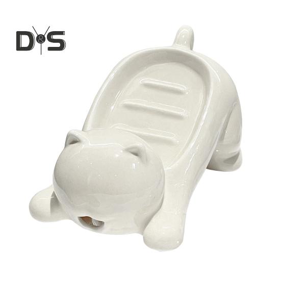 

Стойка для хранения туалетных мыльниц с функцией слива, держатель для мыла в виде мультяшного кота, многофункциональный органайзер для ванной комнаты белый