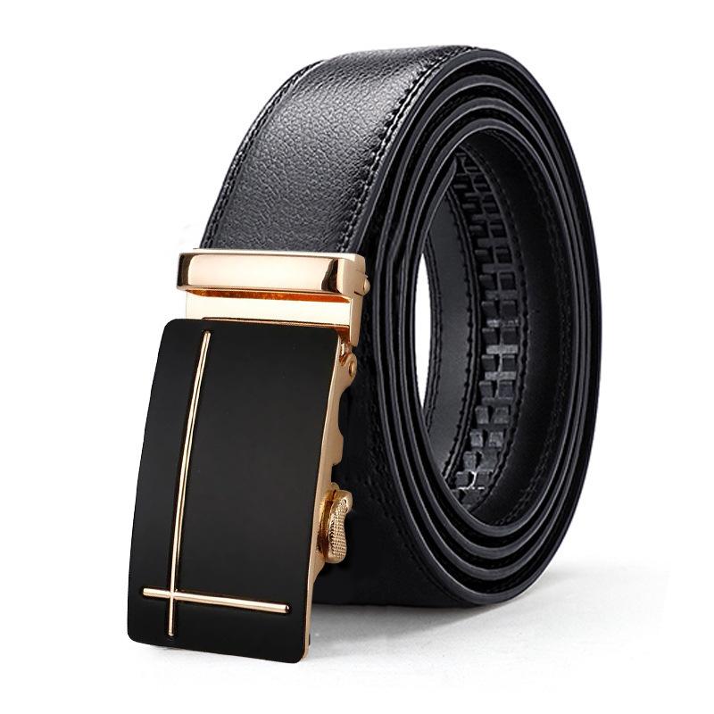 Trendy Men's Genuine Leather Belt Automatic Buckle Leather Belt Business Casual Simple Versatile Belt Men