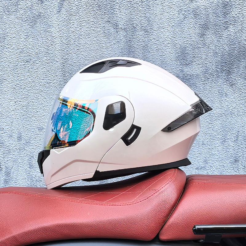 Small shell helmet peel-off helmet motorcycle helmet locomotive double lens men's and women's four-season motorcycle cruise helmet large