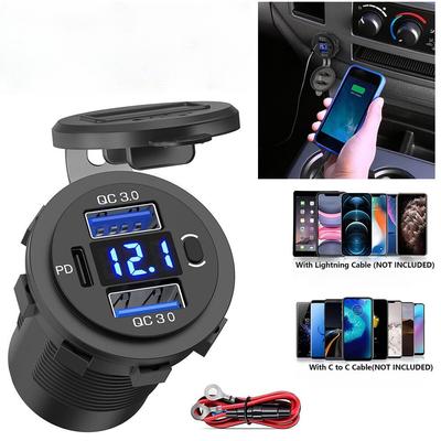 1set 12V USB C Charger Port Fast Car Charger PD & QC Outlet Socket for Boat RV Marine