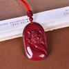 Authentic Natural Cinnabar Zhong Kui Pendant Necklace - Men's Charm Accessory
