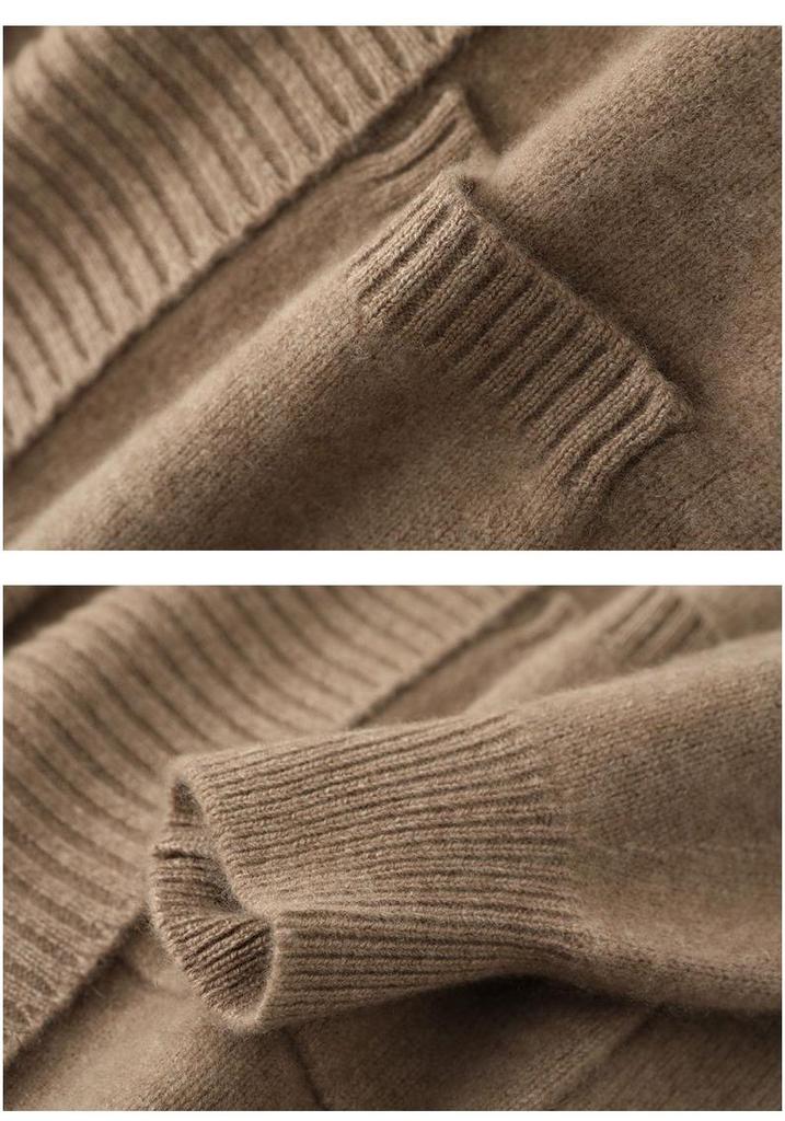 Women's 2023 Wool Lapel Cardigan: Autumn French Style, Mid-Length, Gentle Knit Sweater in Plain Color