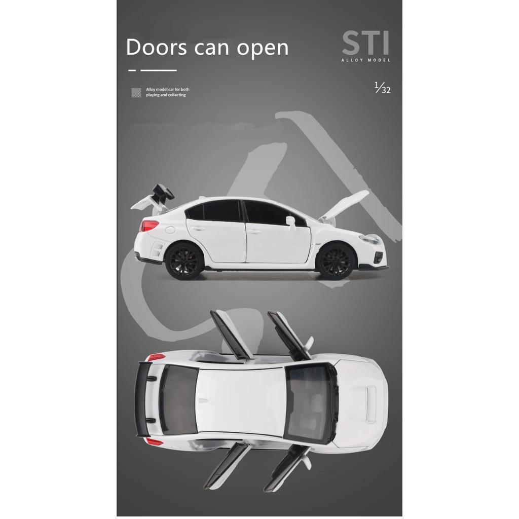 1/32 Subarus WRX STI Alloy Sports Car Model Diecast Simulation Metal Toy Race Car Model Sound and Light Collection Children Gift