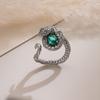 JMXD-trendy Fashion, Ring, Inlaid with Green Zircon Silver-plated Tail Ring Viper Magic Wind