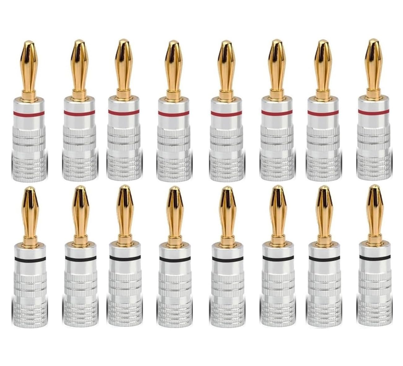 

AMIUKON Позолоченные 24K банановые разъемы для акустических кабелей с алюминиевым металлическим корпусом, калибр 12AWG-18AWG, 4 мм (Пакет из 16)