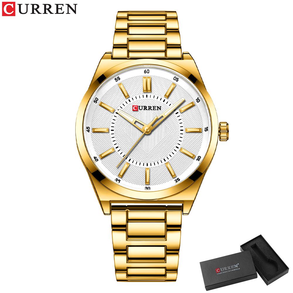 CURREN Man Watch Fashion Stainless Steel Quartz Wristwatches Top Brand Simple Thin Watches for Men Gold Clock