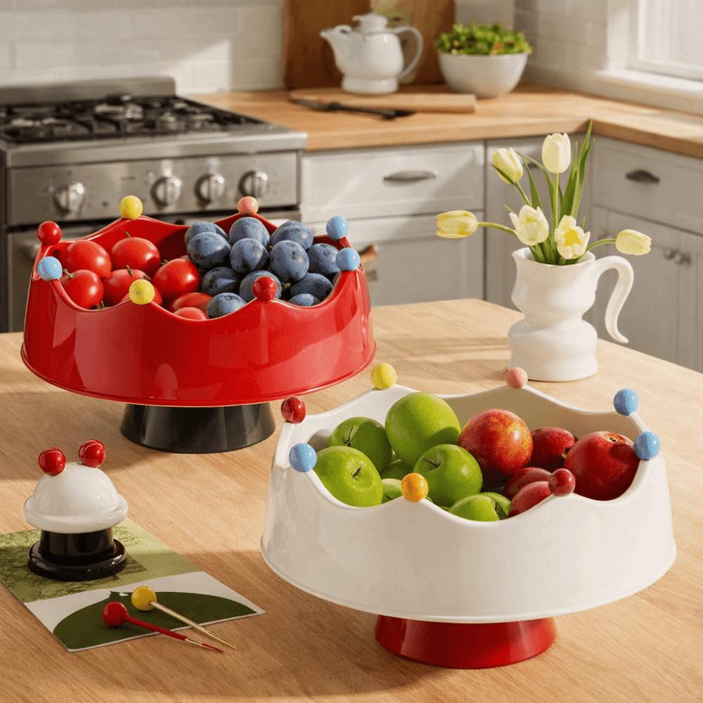 Crown Design Fruit Serving Plate Detachable Dry Fruit Tray Cute Fruit Bowl  with Fork  Living Room
