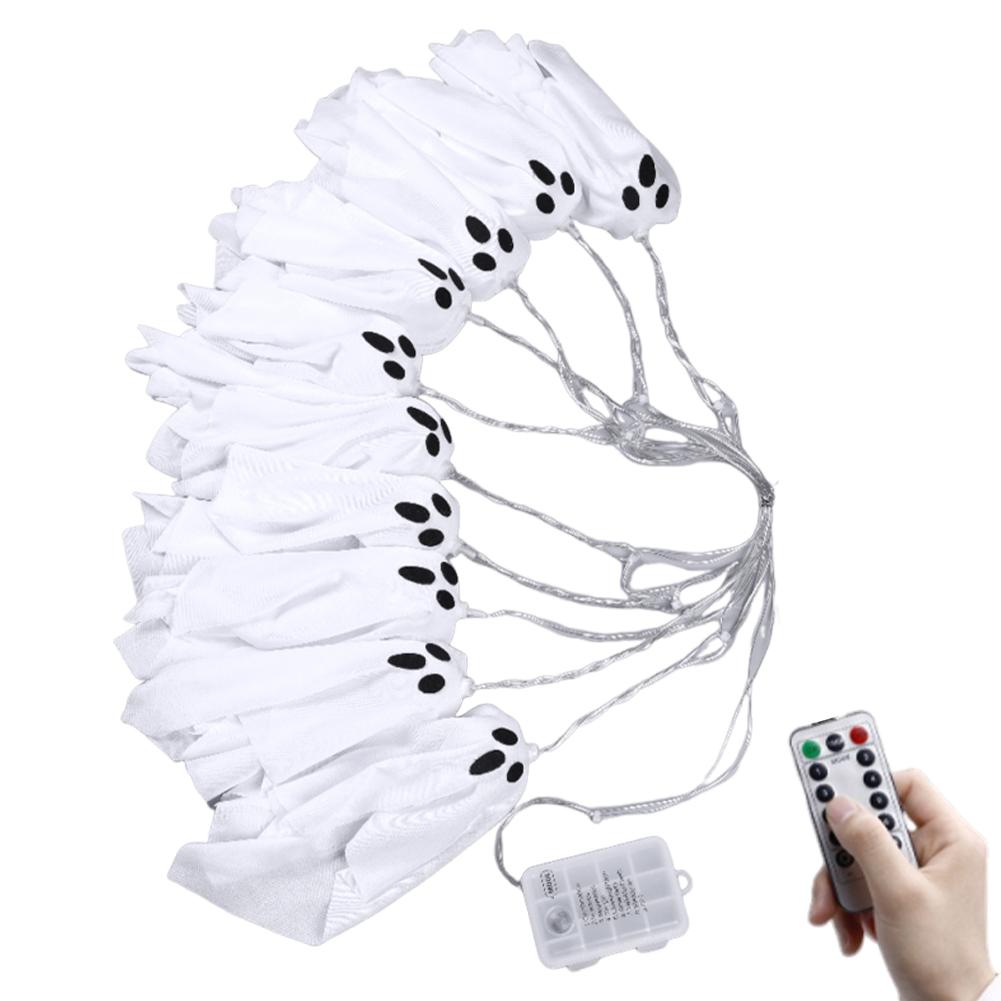 10Pcs Spooky Ghosts String Lights W/ 8 Light Modes Glowing Spooky Ghost LED Light String Ghost LED Lights Halloween Decoration