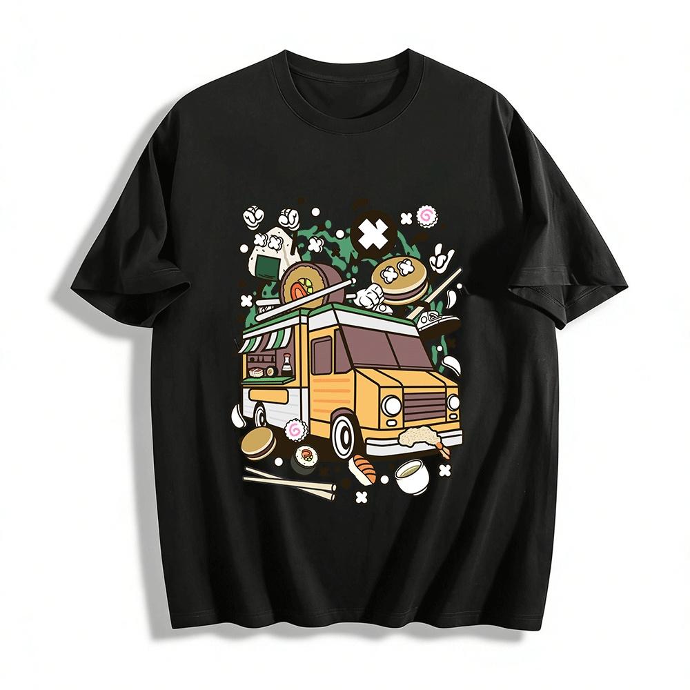 

Funny Japanese Food Truck Sushi Print Trendy Casual T-Shirt Pure cotton T-shirt XXS