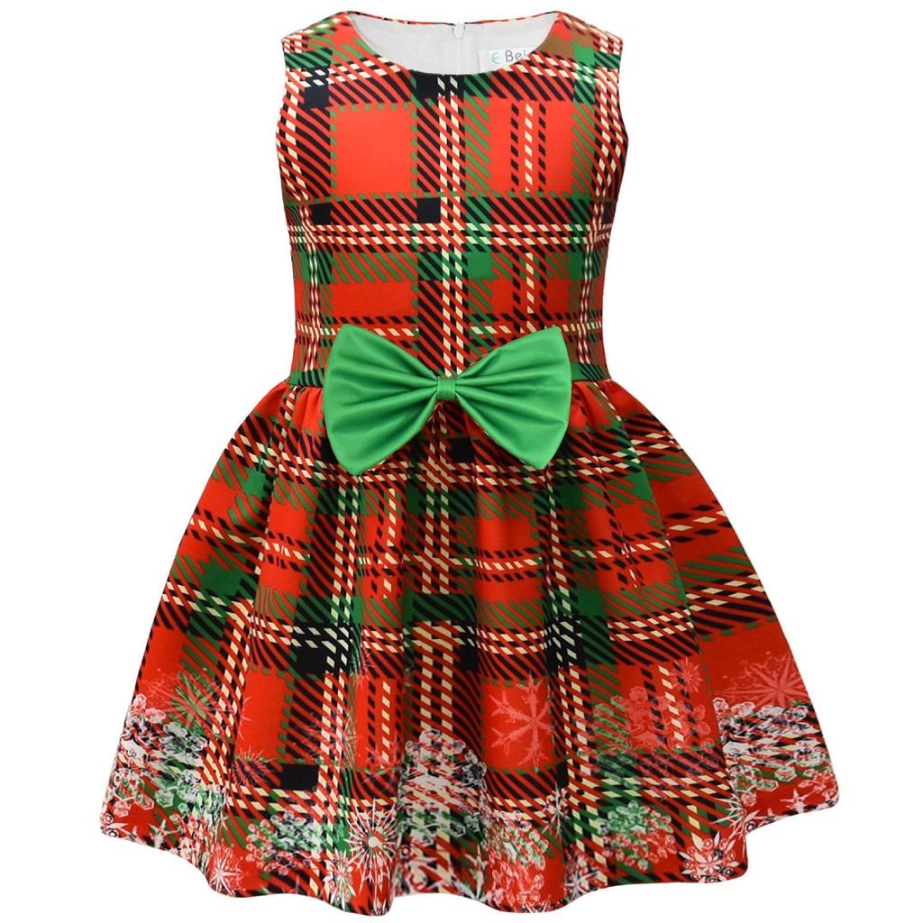 European And American Christmas Halloween Cute Princess Dress Bow 3D Digital Printing Girls Dress