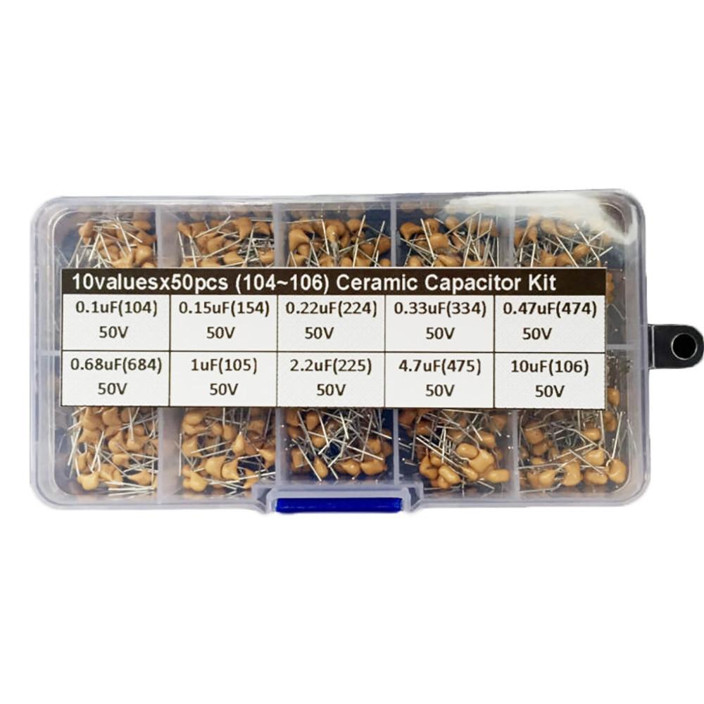 Supplies Capacitor Ceramic Kit Set 0.1uF~10uF 10 Values 104-106 50 Volts