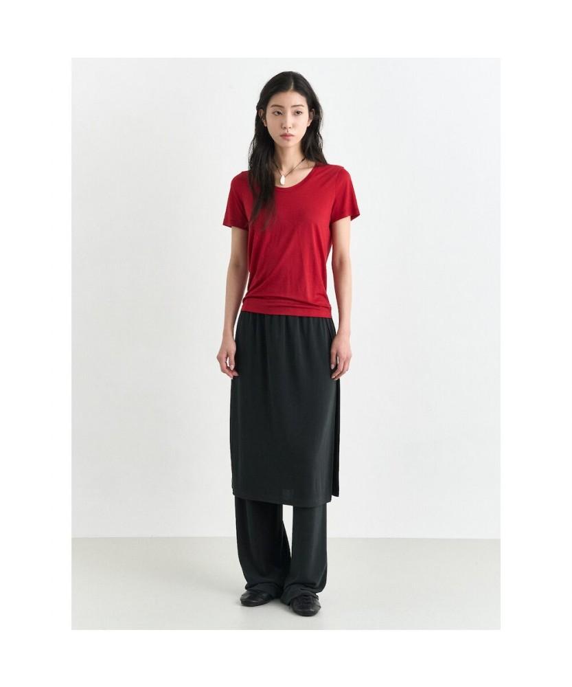 Anggae Scoop Neck Short Sleeve Tshirt Red