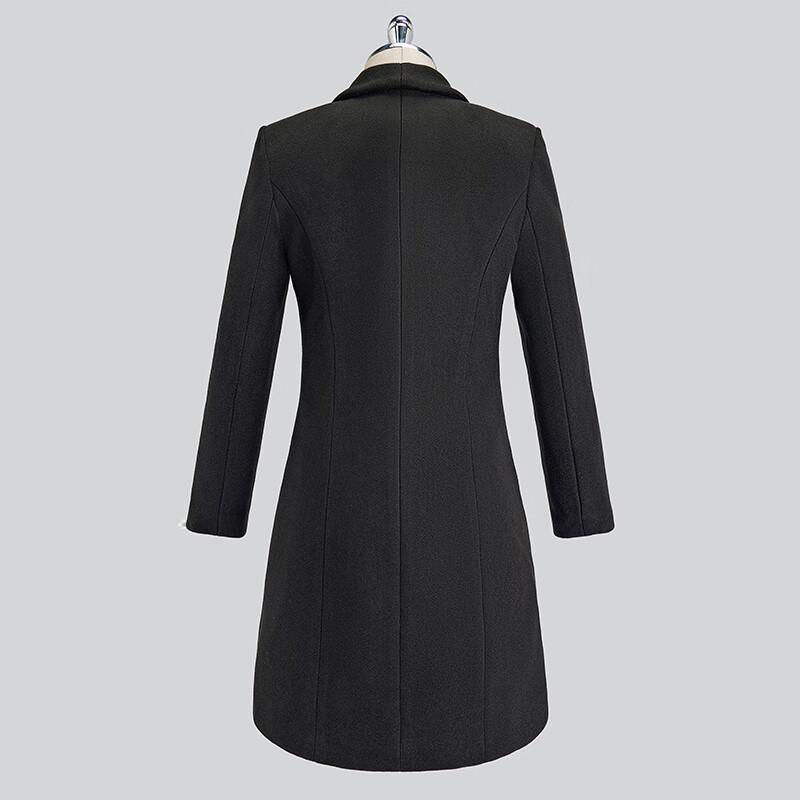Trojman Women's Black Mid-length Padded Wool Blend Coat