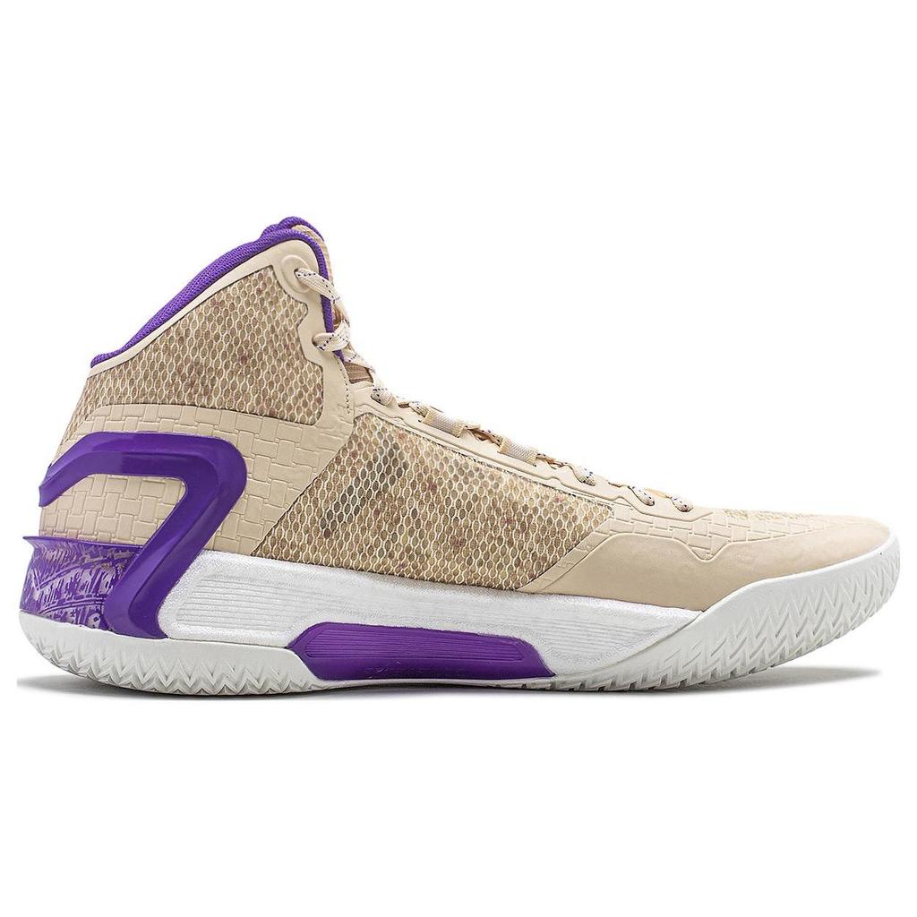 Li Ning Liren 4 Path Of The Blade Cushioning Slip Resistant Rebound Mid top Basketball Shoes Men's Yellow Brown ABAT139-2