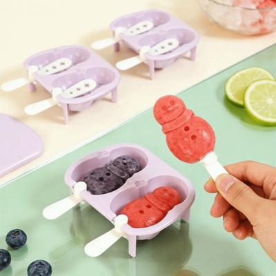 Schneemann-Eis am Stiel-Form mit Deckeln Eiscreme-Hersteller-Formen Niedliche Eiswürfelform Sommer-Leckereien