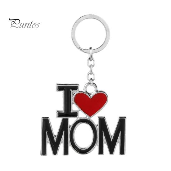 Car Bag Pendant Keychain Love Mom Dad Letter Charm Double-Sided Engraved Design Symbolic Parent-child Bond Keyring