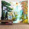 Přírodní krajina gobelín Horský vodopád pták den květina nástěnná závěsná bytová nástěnná dekorace pozadí nástěnný gobelín