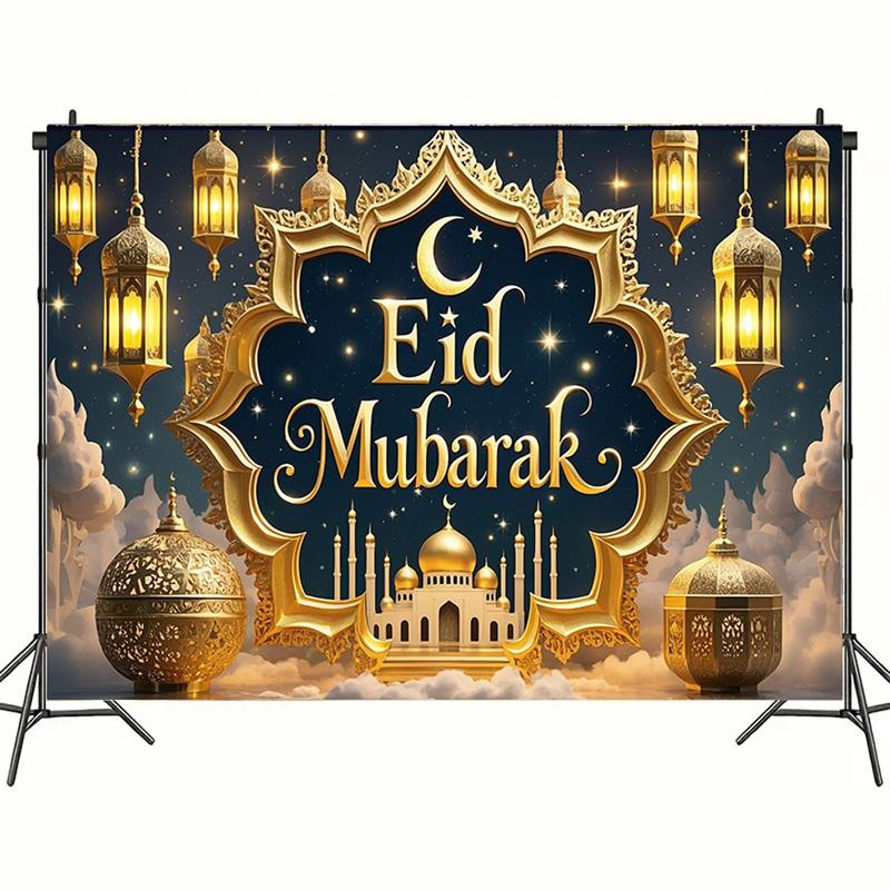 Golden Mosques and Lanterns Backdrop,Creating Festive Atmosphere,for Event Decor,Studio Photography,Event Supplies