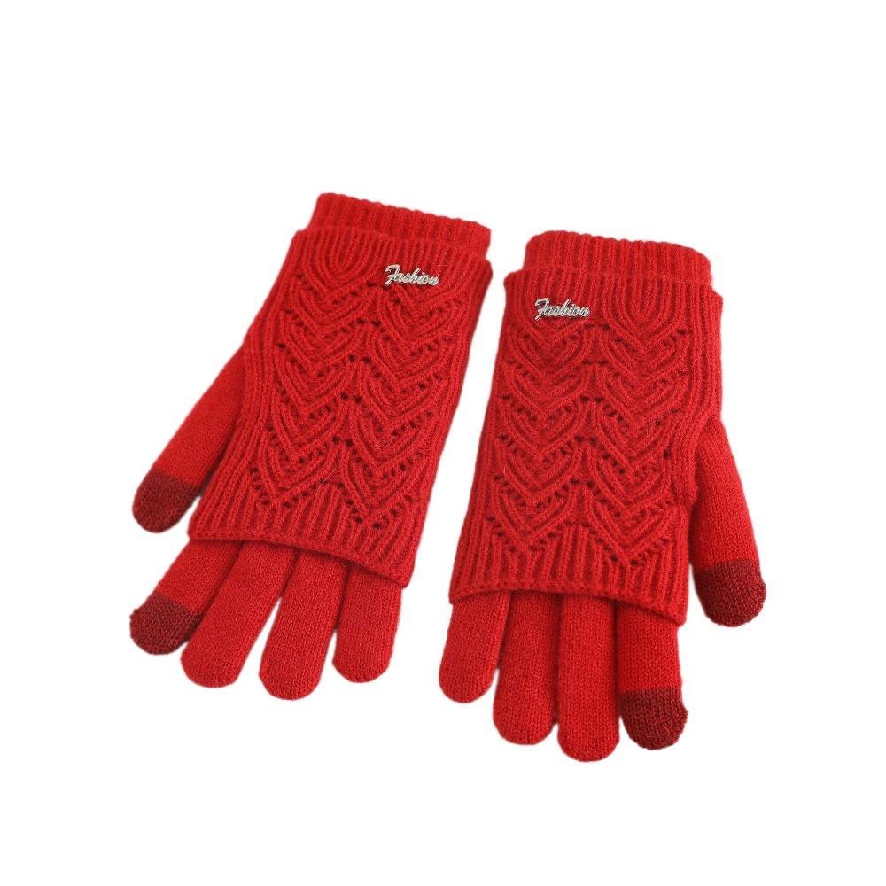 Keep Warm Five-finger Mittens Dual-purpose Cycling Gloves Fashion Knitted Gloves  Woman
