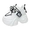 Fashion 9.5CM Women Platform Sneakers Lace-up Autumn Sports Dad Shoes High Top Chunky Casual Shoes Woman Thick Bottom Mesh White Shoes