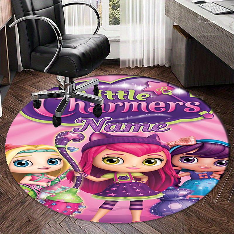 Custom Name Little Charmers Printed Round Rug Carpet Chair Rug Area Rug Entryway Doormats,for Office Chair Living Room Bedroom Kitchen Room.