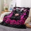 1PC Gothic Kawaii Print Flannel Blanket, High quality Comfortable for All Seasons, Home Decor, Warmth and Comfort, Perfect for Christmas Gifts