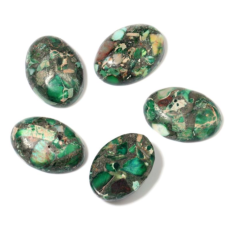 2pcs/lot Natural Stone Cabochon Colorful Imperial Jasper Oval Beads Gemstone Cabochon For DIY Necklace Rings Jewelry Accessories