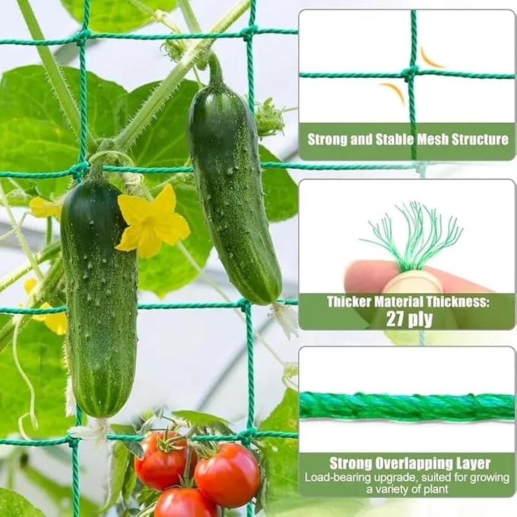 Gartennetz, grünes Kunststoff-Kletternetz für Blumen, Ranken und Gemüse - Vogelschutznetz
