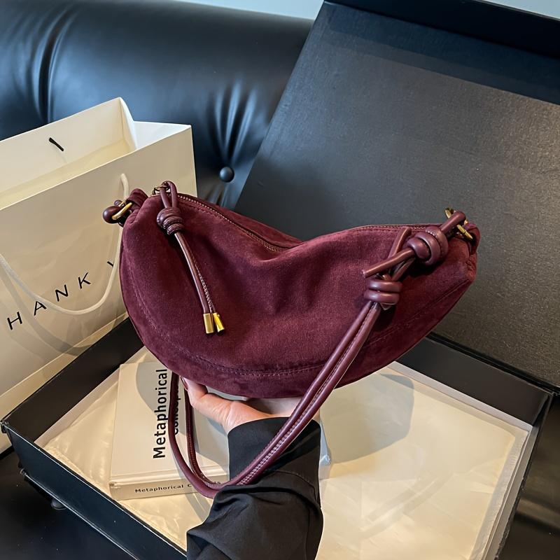 Women'S Retro Underarm Dinner Satchel Plush Frosted Casual Crossbody Bag Creative Shoulder Dumpling Bag Adjustable Shoulder Strap Waterproof Handbag