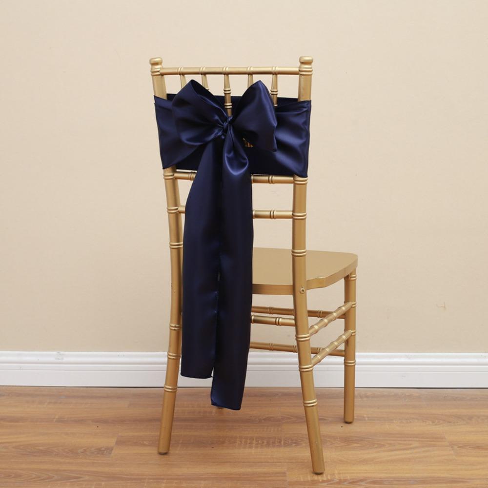 5pcs Vintage Bow Chair Cover 275cm Chair Back Ribbon Satin Wedding Chair Sashes  Baby Shower