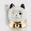 Seto ware white with right paw in approximately 5cm in diameter and 9cm in mini good luck made in Maneki-neko (beckoning cat) figurine, gold, height,