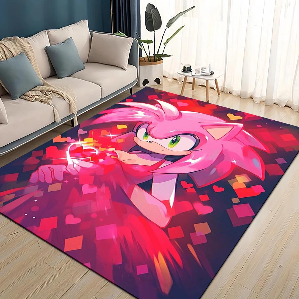 Cartoon 3D S-Sonics Retro Carpet Rug for Living Room Bedroom Home Sofa Decoration,Kids Play Non-slip Floor Mat