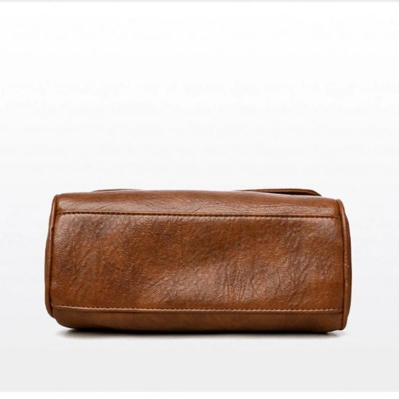 Bolsa Transversal em Couro com Cera de Óleo Retrô, com Textura e Sensação Vintage, Design de Aba Simples e Elegante, e Alça de Ombro Ajustável