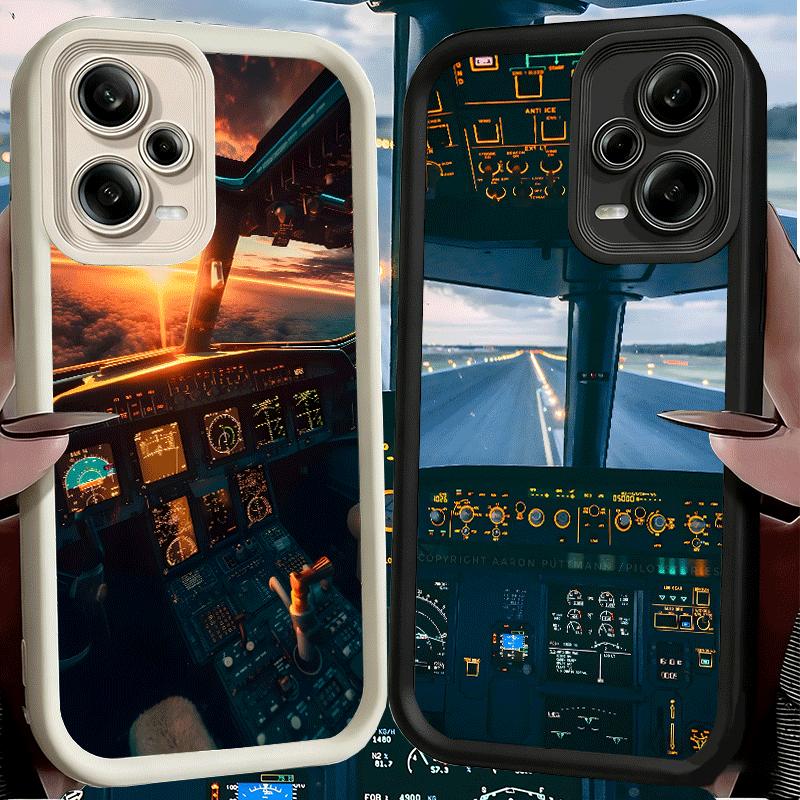 Phone Case for Xiaomi Redmi Note 15 14 13 Pro Plus Aviation Aeroplane Pilot Cockpit Shell 12S 11 11S 11T 5G 14S Soft Silicone Fu