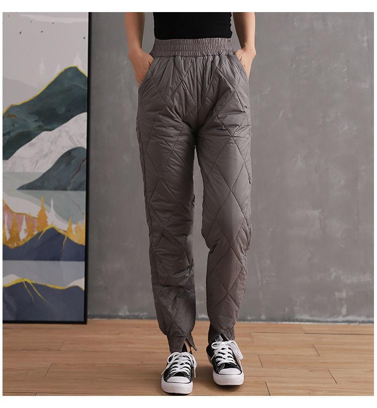 Women's Down-filled Cotton Pants, High-waisted, Plus Size, Thickened, Loose-fitting, Casual, Warm Long Pants.