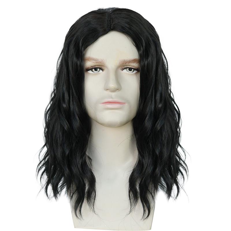 Synthetic Wig Long Curly Hair for Men Daily Use Layered Wig with Bangs Gift Outfits Costume Party Wigs