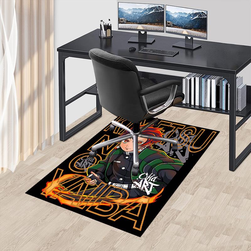 

1pc Anime Demon Slayer Tanjiro Kamado Yaiba Office Chair Mat Non-Slip Carpet for Home Decor, Seasonal Gift, Suitable for Office, Living Room, Bedroom, 60cm by 90cm