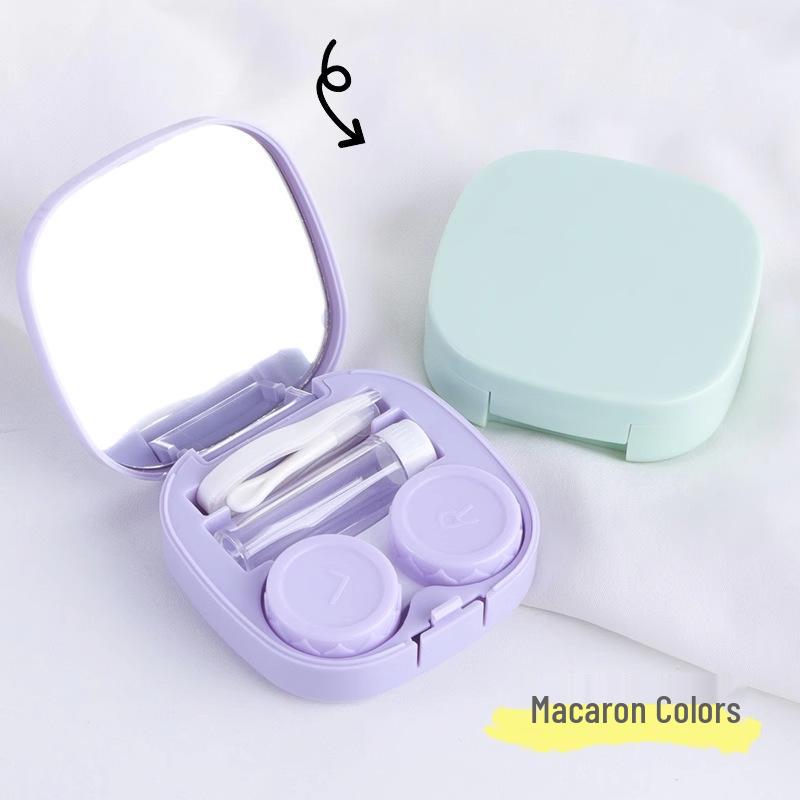 Portable Leak-Proof Contact Lens Case with Mirror - Stylish Double-Compartment for Colored Lenses