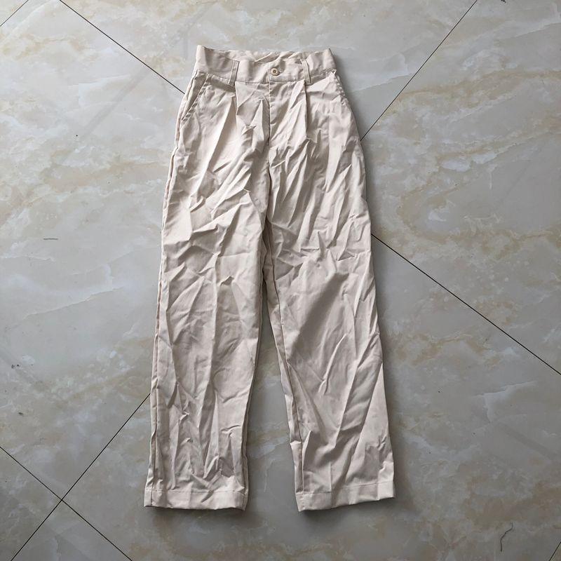Straight-leg Casual Pants Spring & Fall New Foreign Trade Women's Clothing High Waist Zipper Button Double Pockets Pure Color Slimming Trousers 29083