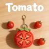 Plüsch-Tomatenscheiben-Schlüsselanhänger mit Stickerei-Design für Geschenk und Taschendekoration