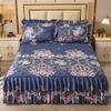 3pcs Bed Skirt Set Solid Color Quilted Thickened Lace Decoration Includes 1 Bed Skirt + 2 Pillowcases Suitable for Home And Hotel