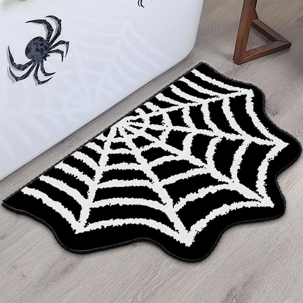 Halloween Web Pumpkin Bath - Rugs Decor - Bats Bathroom Decoration Room Decorations Witch Home Cute Mats For Kitchen Bedroom Family Decor