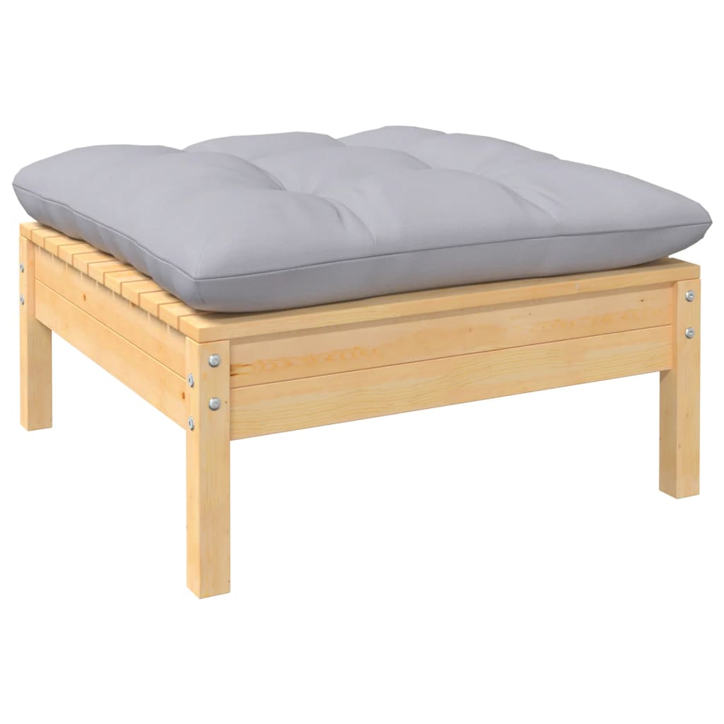 Vidaxl 5-Cz. Garden Lounge Set, Grey Cushions, Pine
